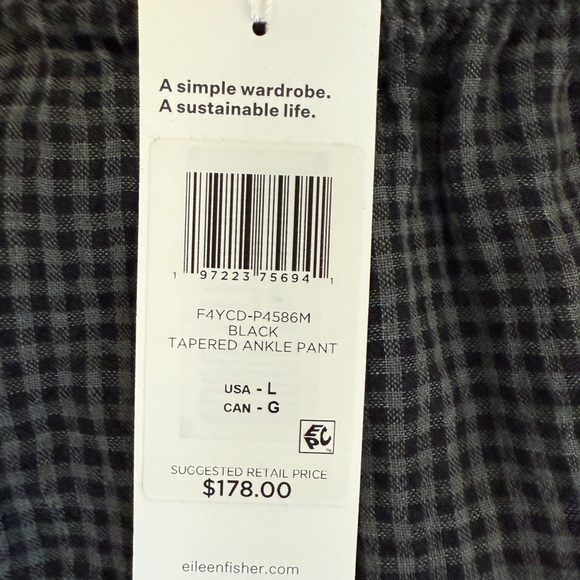 Eileen Fisher Black Checkered Pants - Picture 5 of 6